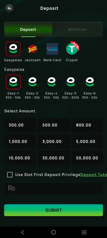 Deposit Method in B9 APP