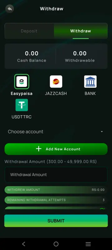 Withdraw Method in B9 APP